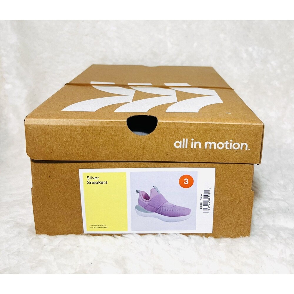 Kids' Silver Performance Pull-On Sneakers -All in Motion - Purple -Size 3-NEW - Picture 4 of 4